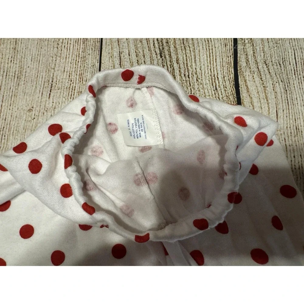 Vintage Hopscotch Baby Puffer SANTA Polka Dot Red White Outfit 0-6 months TbA2